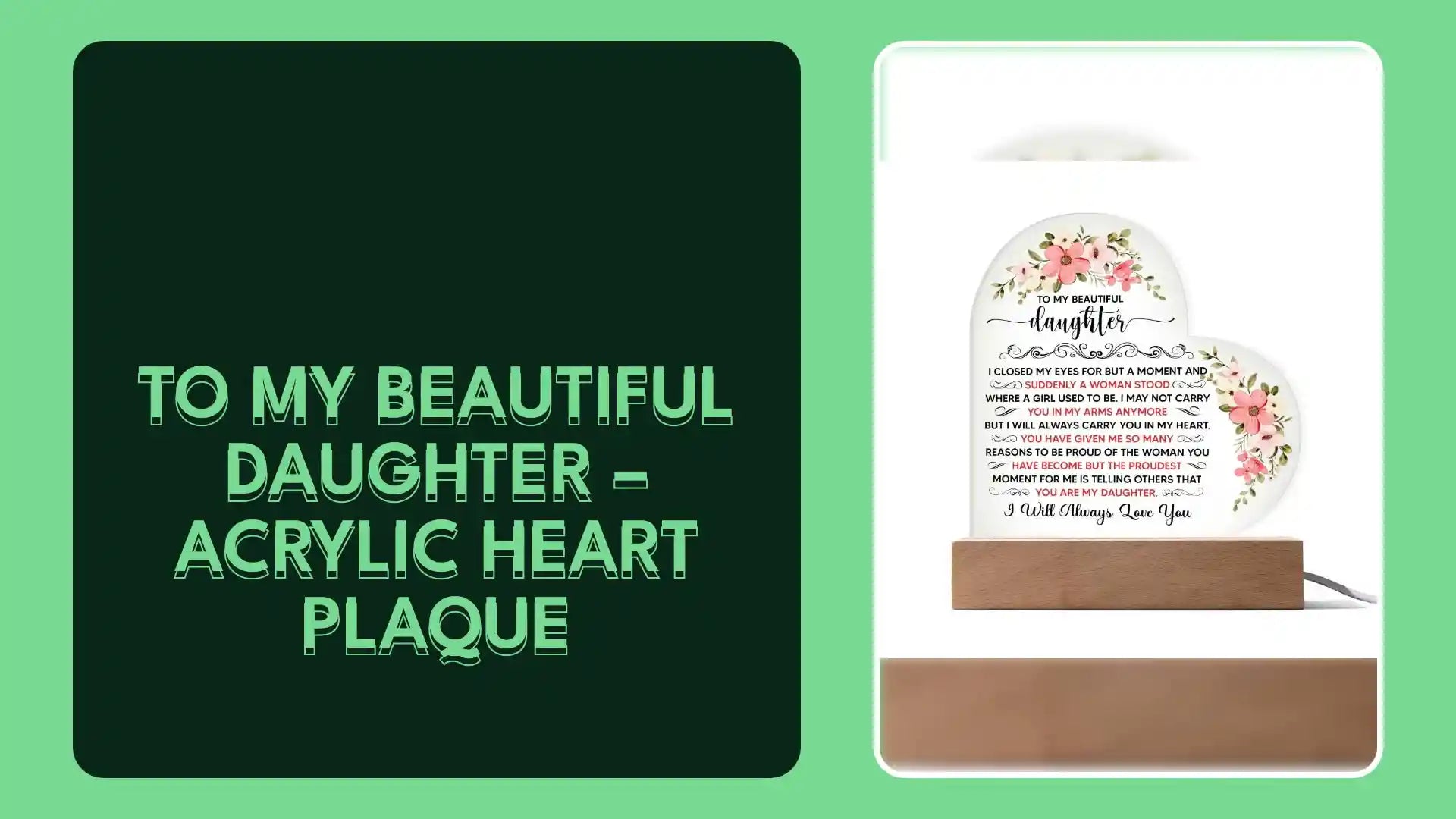 To My Beautiful Daughter &ndash; Acrylic Heart Plaque by@Outfy