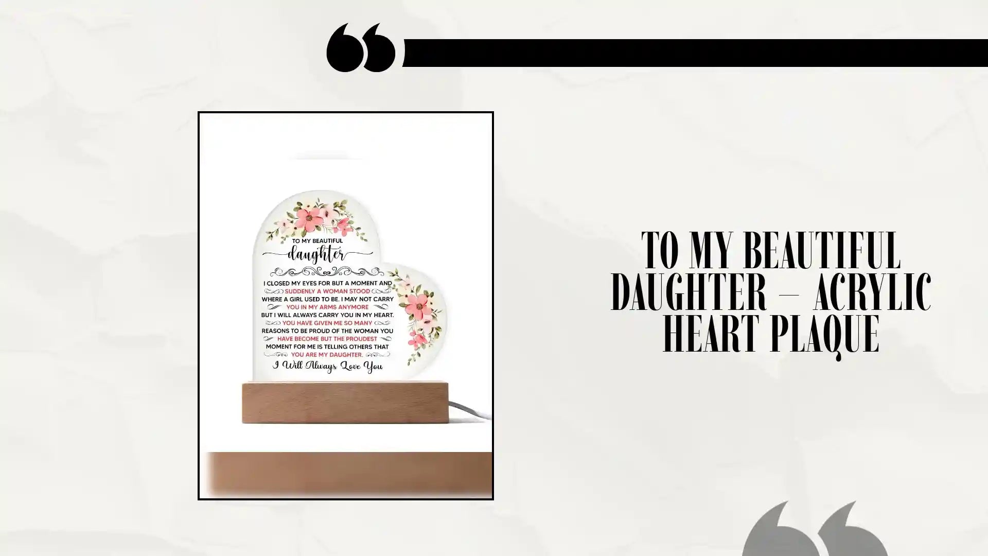 To My Beautiful Daughter &ndash; Acrylic Heart Plaque by@Outfy